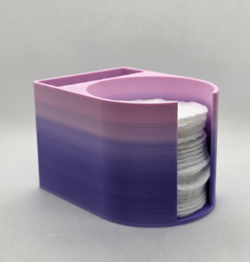 makeup pad holder in purple and pink gradient color