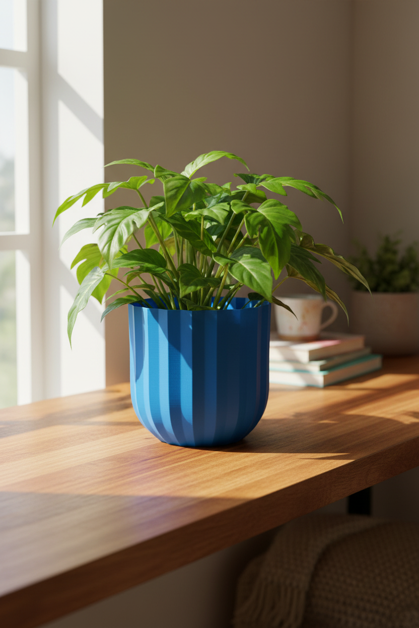 Modern Ribbed Planter Pot